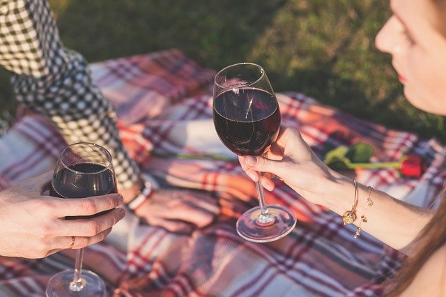 picnic with wine for couple