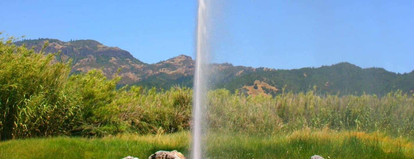 The Old Faithful Geyser of California shooting off its hot water