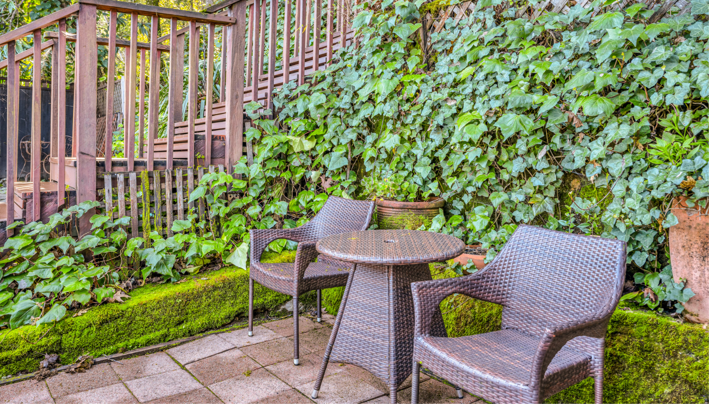 Private garden of the Calistoga Room at Calistoga Wine Way Inn