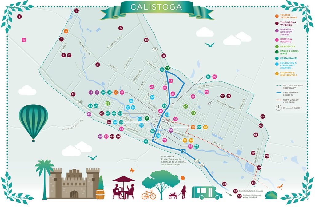 Calistoga Shuttle Map