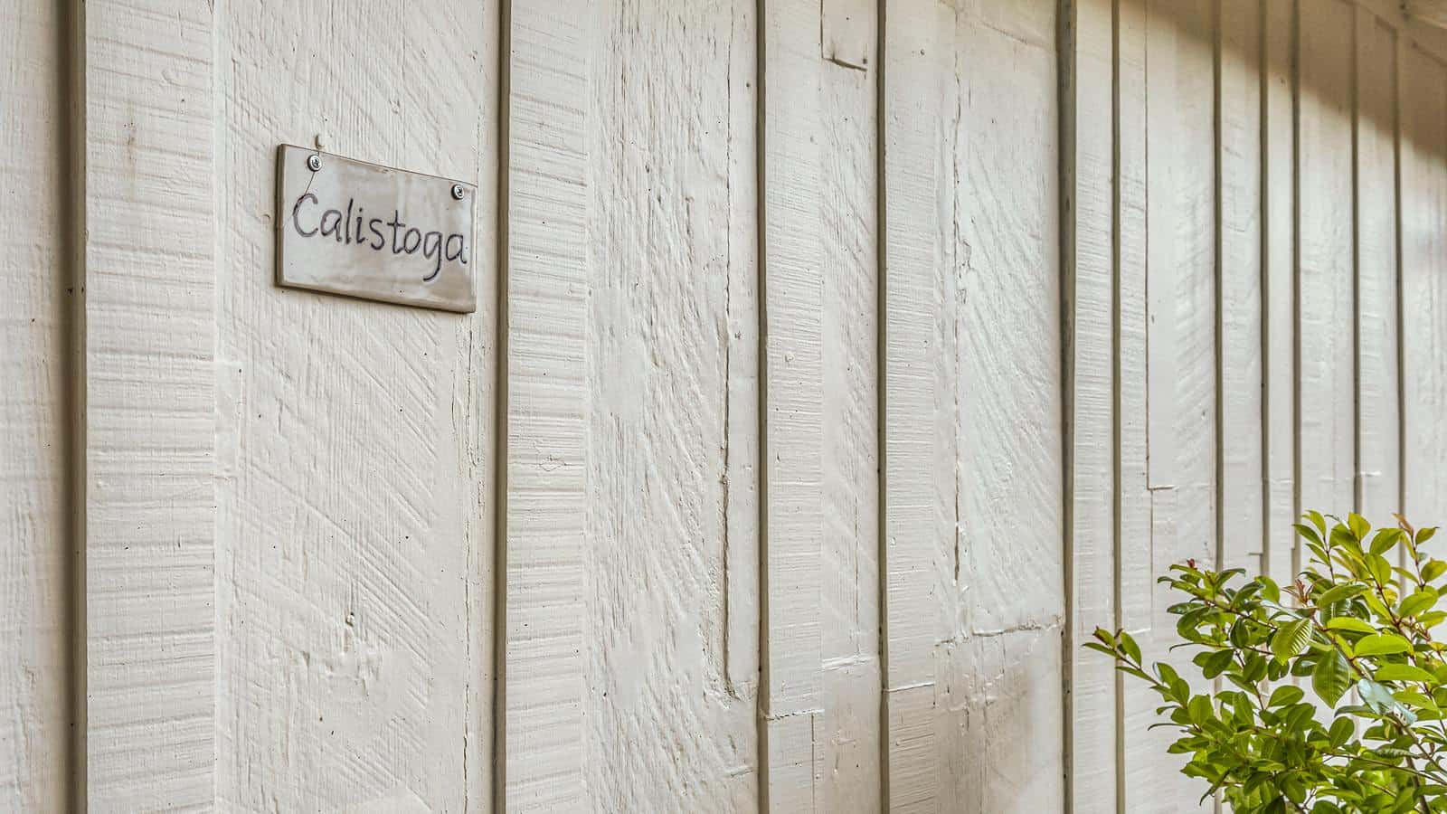 Close up view of sign that says Calistoga