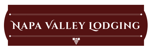 Napa Valley Lodging text in white on red background