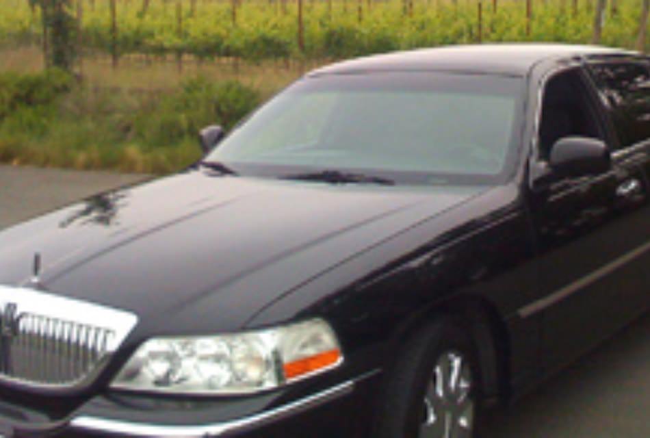 Close up view of black limo